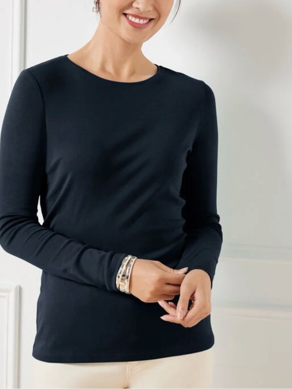 Talbots Petite Crewneck T-Shirt in Navy